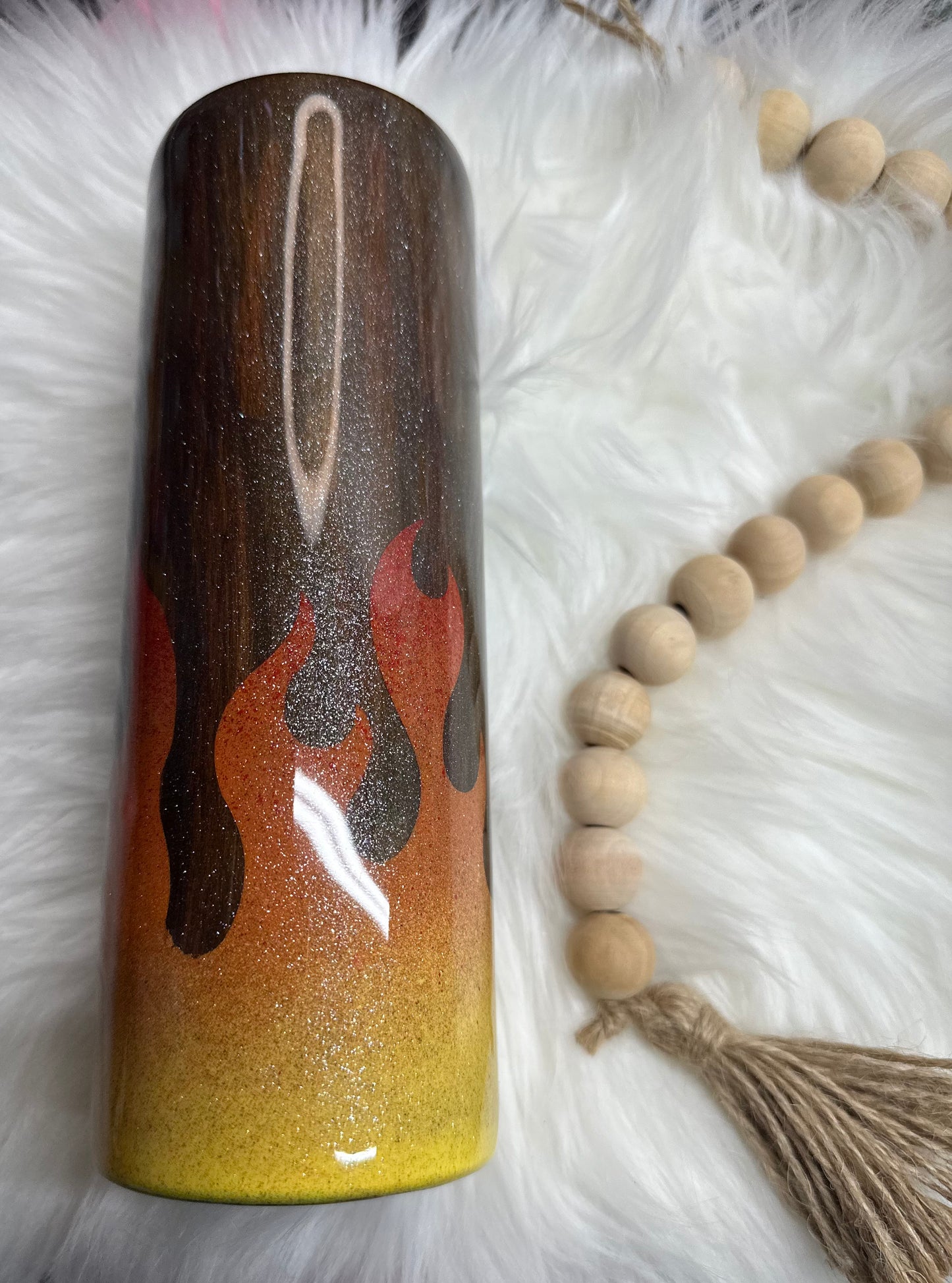 20 oz wood grain & flame tumbler