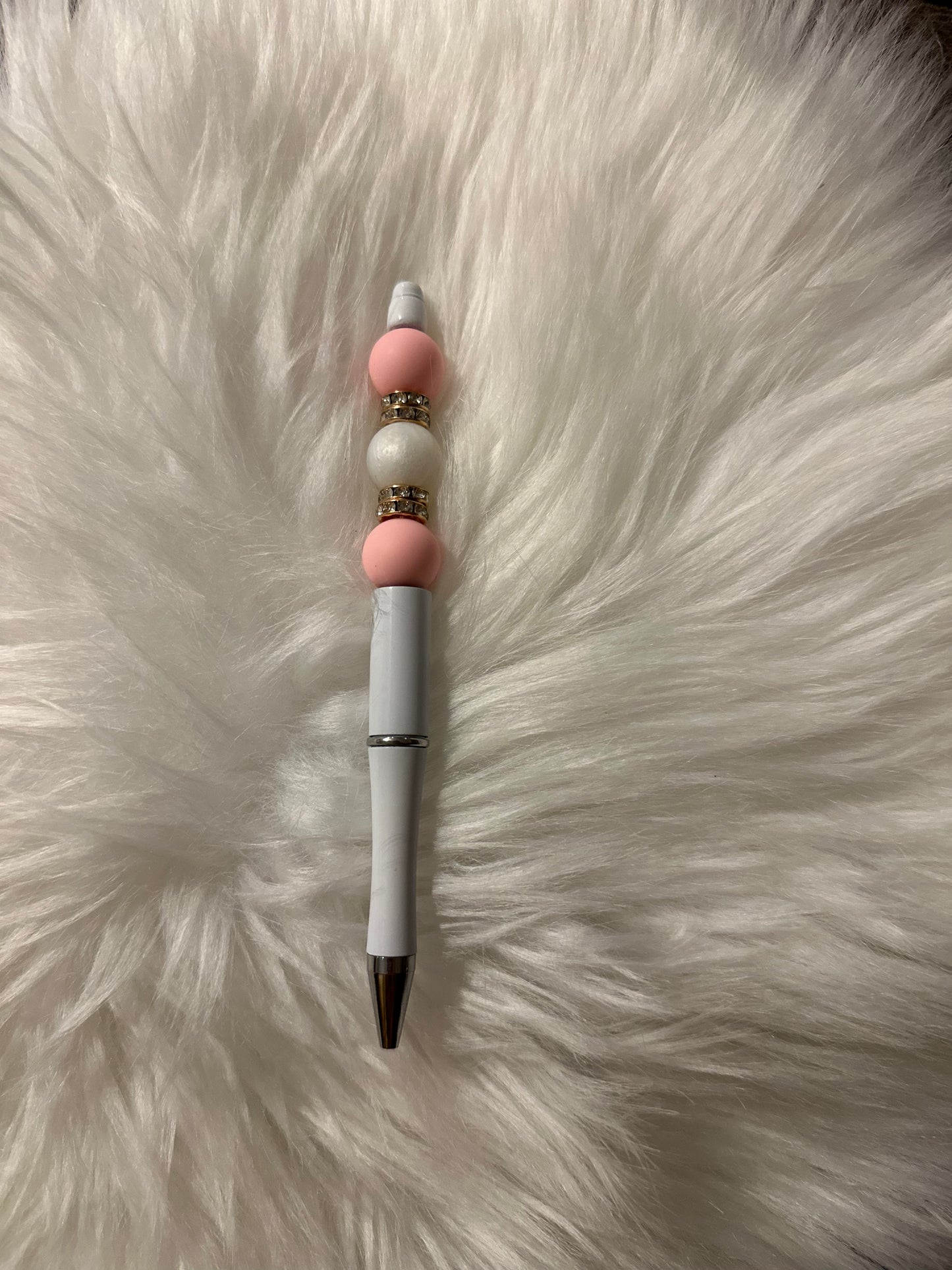 Pink & White beaded pen